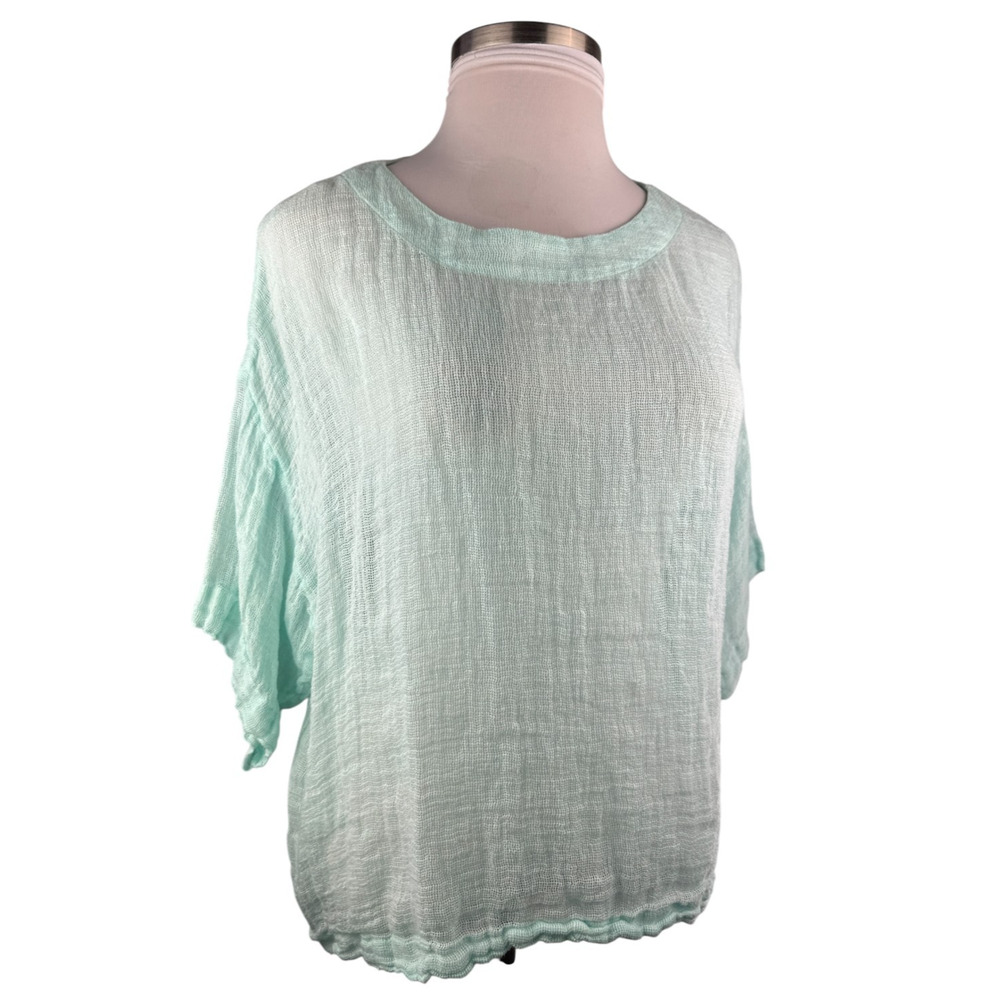 ✨2/$20 J. Jill Linen Mint Green Open Sheer Top Lagenlook Beachy Plus Size 1X - Picture 4 of 14